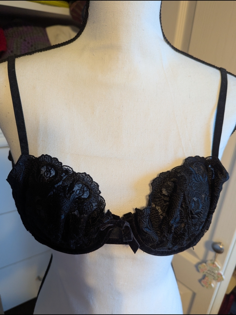 Victoria's Secret Black Lace Balconette Bra with Bow